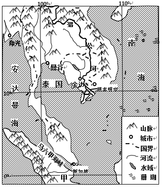 读东南亚部分地区略图,完成下列问题.(10分)